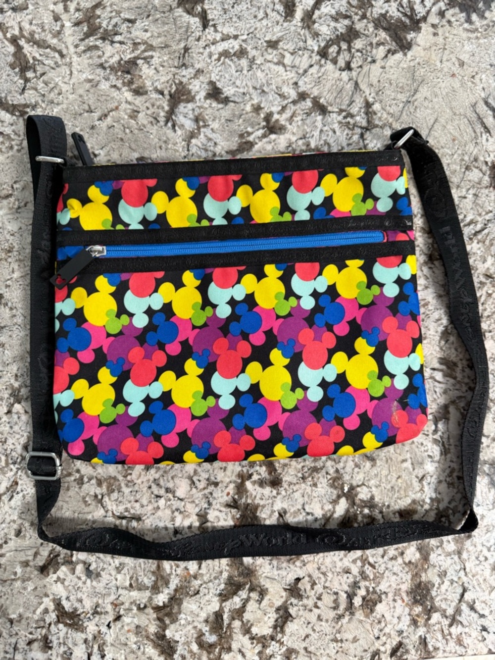 Colorful Multicolor Pattern Crossbody Bag with Black Strap